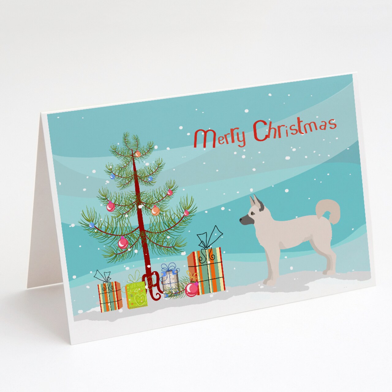 Caroline&#x27;s Treasures Gerberian Shepsky Christmas Tree Greeting Cards and Envelopes Pack of 8